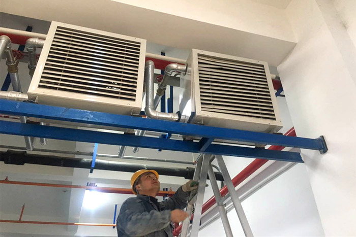 地下車庫熱水暖風(fēng)機(jī)案例實拍